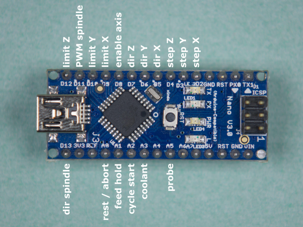 Pinbelegung GRBL am Arduino Nano